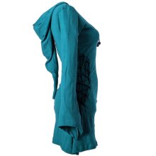 Vishes Elfenkleid mit Zipfelkapuze und Bändern zum Schnüren türkis 50-52 (4XL)