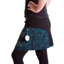 Vishes Mini Rock bestickt Goa Rock Hippie Cacheur schwarz-türkis 38