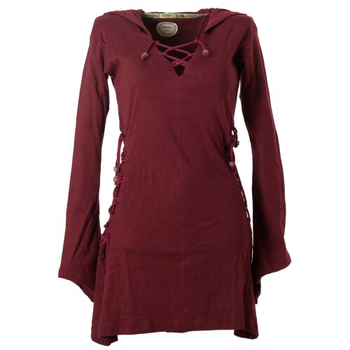 Vishes Elfenkleid mit Zipfelkapuze und Bändern zum Schnüren dunkelrot 48-50 (3XL)