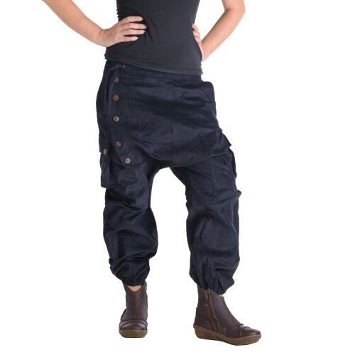Vishes Cordhose Haremshose warm Schwarzblau 40