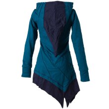 Vishes Jacke Zipfelkapuze Larp Mantel türkis-schwarz 44-46