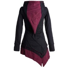 Vishes Jacke Zipfelkapuze Larp Mantel schwarz-rot 34-36