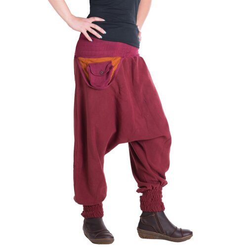 Vishes Fleece Haremshose warme Hose Winterhose Goa dunkelrot