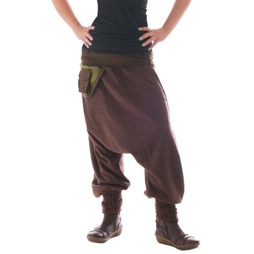 Vishes Fleece Haremshose warme Hose Winterhose Goa braun