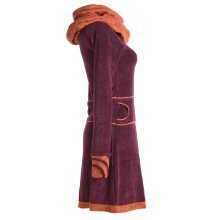 Vishes warmes Kleid Tunika Minikleid Samtshirt Hoody Longshirt dunkelrot 36