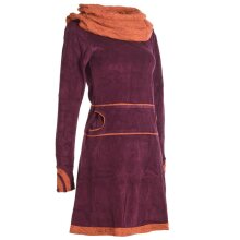 Vishes warmes Kleid Tunika Minikleid Samtshirt Hoody Longshirt dunkelrot 36