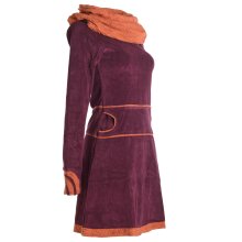 Vishes warmes Kleid Tunika Minikleid Samtshirt Hoody Longshirt dunkelrot 36