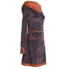 Vishes warmes Kleid Tunika Minikleid Samtshirt Hoody Longshirt braun 38