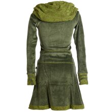 Vishes warmes Kleid Tunika Minikleid Samtshirt Hoody Longshirt olivegrün 40