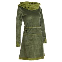 Vishes warmes Kleid Tunika Minikleid Samtshirt Hoody Longshirt olivegrün 40