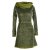 Vishes warmes Kleid Tunika Minikleid Samtshirt Hoody Longshirt olivegrün 42