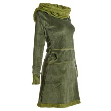 Vishes warmes Kleid Tunika Minikleid Samtshirt Hoody Longshirt olivegrün 44
