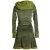 Vishes warmes Kleid Tunika Minikleid Samtshirt Hoody Longshirt olivegrün 44