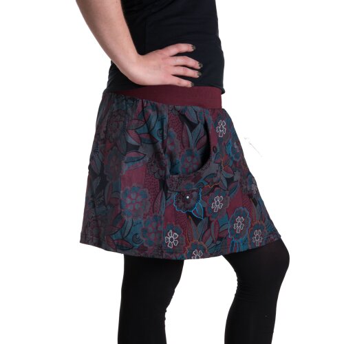 Vishes Warmer Damen Winterrock Taschenrock aus Fleece schwarz-rot 46