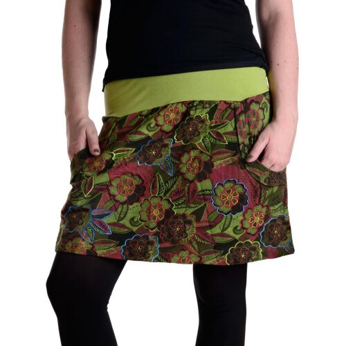 Vishes Warmer Damen Winterrock Taschenrock aus Fleece hellgrün-grün 44-46