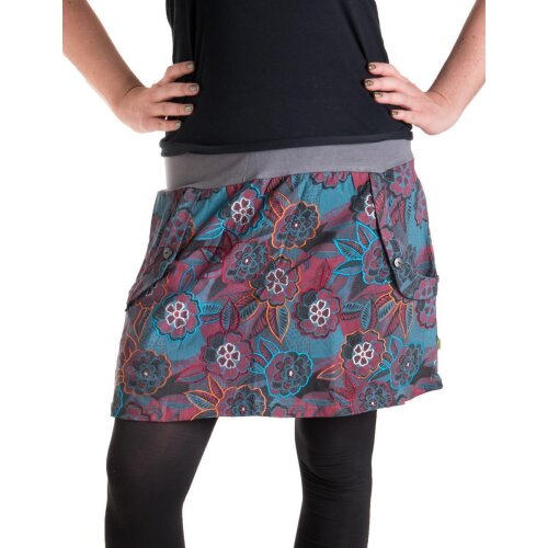 Vishes Warmer Damen Winterrock Taschenrock aus Fleece grautürkis 36-38