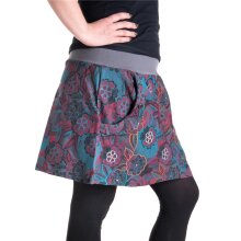 Vishes Warmer Damen Winterrock Taschenrock aus Fleece grautürkis 38-40