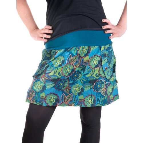 Vishes Warmer Damen Winterrock Taschenrock aus Fleece türkis 34-36