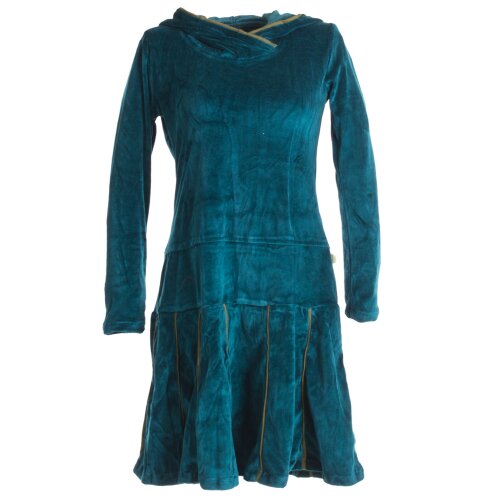 Vishes warmes Kleid Tunika Minikleid Samtshirt Hoody Longshirt türkis 42