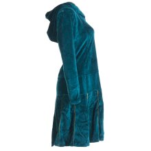 Vishes warmes Kleid Tunika Minikleid Samtshirt Hoody Longshirt türkis 42