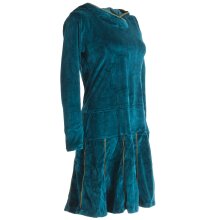 Vishes warmes Kleid Tunika Minikleid Samtshirt Hoody Longshirt türkis 42