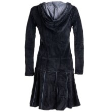 Vishes warmes Kleid Tunika Minikleid Samtshirt Hoody Longshirt schwarz 42
