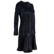 Vishes warmes Kleid Tunika Minikleid Samtshirt Hoody Longshirt schwarz 42
