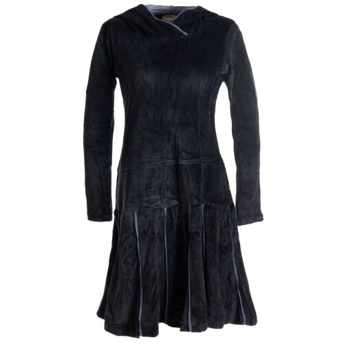 Vishes warmes Kleid Tunika Minikleid Samtshirt Hoody Longshirt schwarz 48