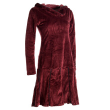 Vishes warmes Kleid Tunika Minikleid Samtshirt Hoody Longshirt dunkelrot 36-38
