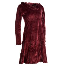 Vishes warmes Kleid Tunika Minikleid Samtshirt Hoody Longshirt dunkelrot 44