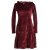 Vishes warmes Kleid Tunika Minikleid Samtshirt Hoody Longshirt dunkelrot 44