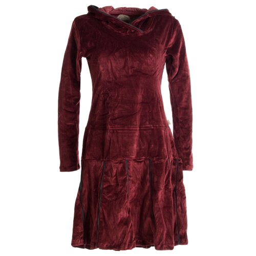 Vishes warmes Kleid Tunika Minikleid Samtshirt Hoody Longshirt dunkelrot 46