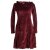 Vishes warmes Kleid Tunika Minikleid Samtshirt Hoody Longshirt dunkelrot 46