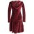 Vishes warmes Kleid Tunika Minikleid Samtshirt Hoody Longshirt dunkelrot 46