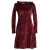 Vishes warmes Kleid Tunika Minikleid Samtshirt Hoody Longshirt dunkelrot 48