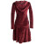 Vishes warmes Kleid Tunika Minikleid Samtshirt Hoody Longshirt dunkelrot 48