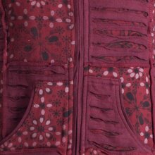 Vishes Mantel Jacke Cutwork Fleece warme Jacke dunkelrot 34