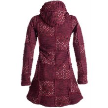 Vishes Mantel Jacke Cutwork Fleece warme Jacke dunkelrot 34