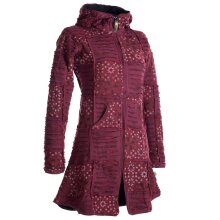 Vishes Mantel Jacke Cutwork Fleece warme Jacke dunkelrot 34