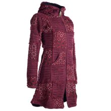 Vishes Mantel Jacke Cutwork Fleece warme Jacke dunkelrot 42