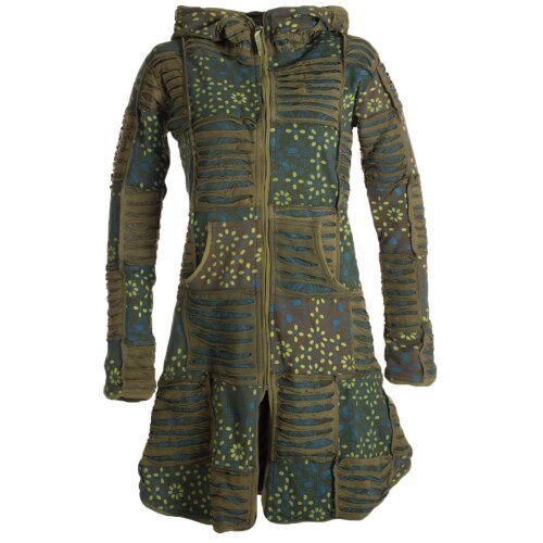 Vishes Mantel Jacke Cutwork Fleece warme Jacke olive 38