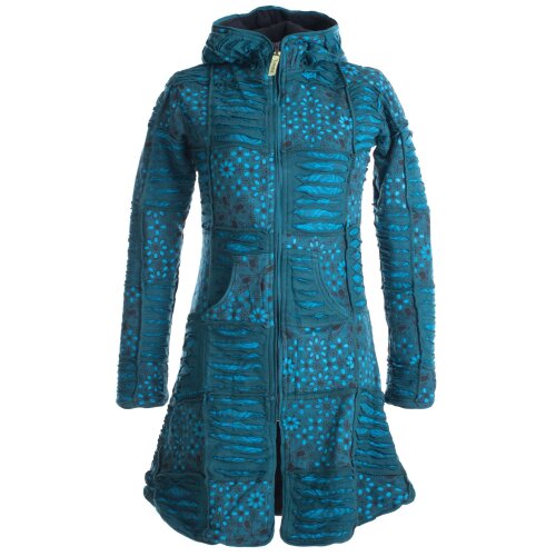 Vishes Mantel Jacke Cutwork Fleece warme Jacke türkis 34