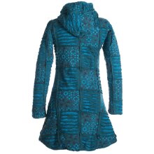 Vishes Mantel Jacke Cutwork Fleece warme Jacke türkis 42