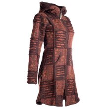 Vishes Mantel Jacke Cutwork Fleece warme Jacke braun 34