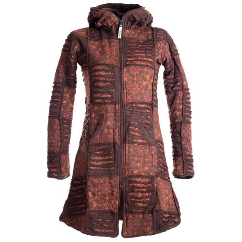 Vishes Mantel Jacke Cutwork Fleece warme Jacke braun 38