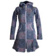 Vishes Mantel Jacke Cutwork Fleece warme Jacke grau 44