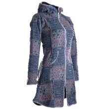 Vishes Mantel Jacke Cutwork Fleece warme Jacke grau 44