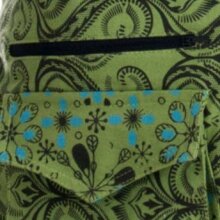 Vishes Bauchtasche bedruckt und bestickt aus Baumwolle Wendetasche grün