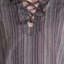 Vishes - Herren Kurta Langarm Baumwollhemd Fischerhemd Kapuze Kapuzenhemd dunkelbraun S