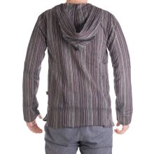 Vishes - Herren Kurta Langarm Baumwollhemd Fischerhemd Kapuze Kapuzenhemd dunkelbraun S